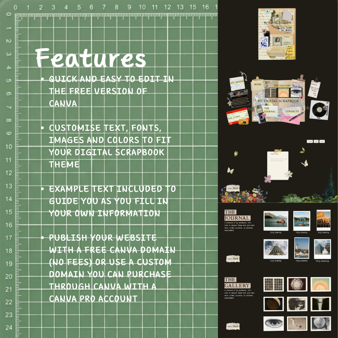 DIGITAL SCRAPBOOK WEBSITE CANVA TEMPLATE