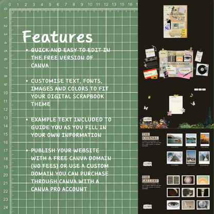 DIGITAL SCRAPBOOK WEBSITE CANVA TEMPLATE